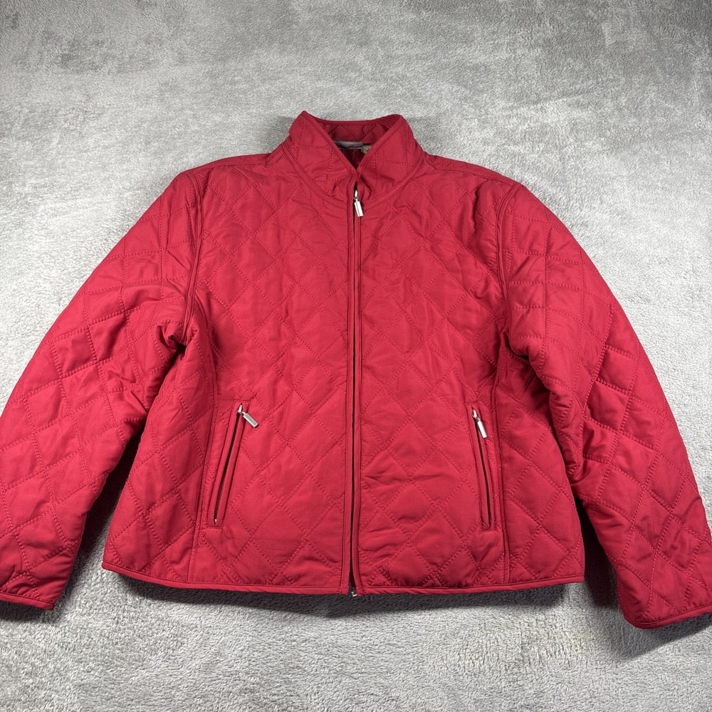 Jane Ashley Quilted Red Jacket Women's Size XL Red Lightweight Coat